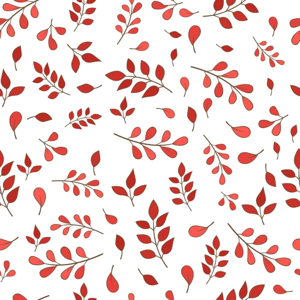 Romantic Red Fern Seamless Pattern Vector Decoration Autumn Season Wedding — Image vectorielle