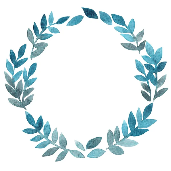 Fern Seaweed Marine Blue Color Wreath Decoration Tropical Forest Theme — Foto Stock