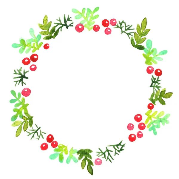 Christmas Ornament Wreath Banner Watercolor Decoration Christmas Holiday Event — Fotografia de Stock