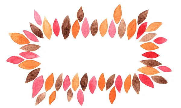 Colorful Autumn Leaves Wreath Frame Watercolor Decoration Autumn Thanksgiving Festival — Foto Stock