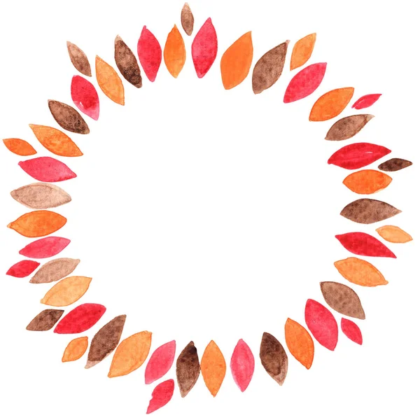 Colorful Autumn Leaves Wreath Watercolor Decoration Autumn Thanksgiving Festival — Foto Stock