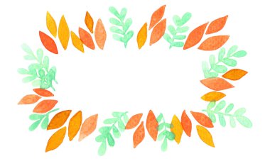 Fern and fall leaves frame watercolor for decoration on autumn season, natural theme, wedding and Thanksgiving festival.