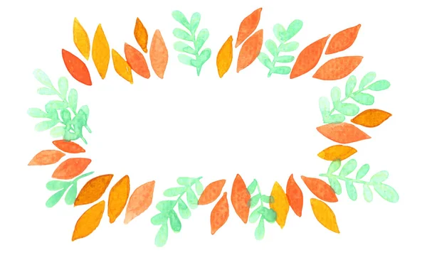 Fern Fall Leaves Frame Watercolor Decoration Autumn Season Natural Theme — Zdjęcie stockowe