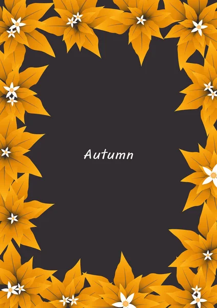 Gelbes Blatt Und Weißer Blumenrahmen Als Dekoration Zur Herbstzeit Und — Stockvektor