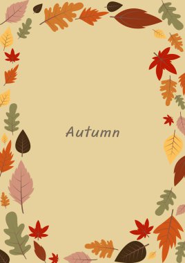 Soyut düz tasarım sonbahar sezonu, Şükran Günü ve doğal konsept dekorasyonu için çerçeve vektörü bırakır.