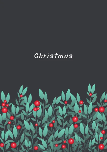 Grüne Minzblätter Und Rote Beeren Als Dekoration Weihnachten — Stockvektor