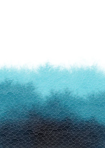 Abstract Marine Blue Watercolor Background Oriental Ocean Wave Texture Decoration — Stock Photo, Image