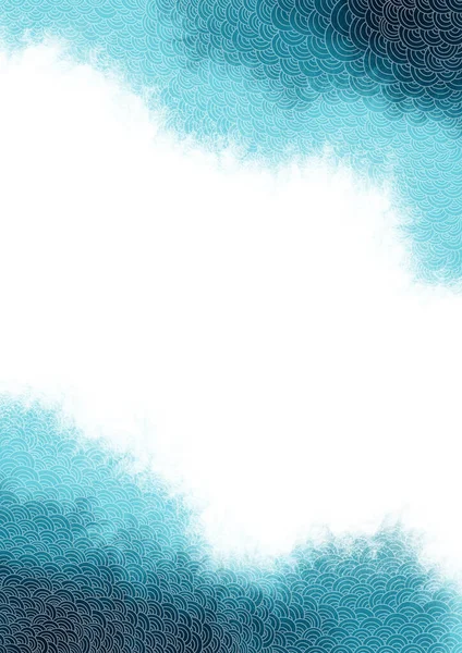 Abstrait Fond Aquarelle Marine Bleue Avec Texture Vague Océanique Orientale — Photo