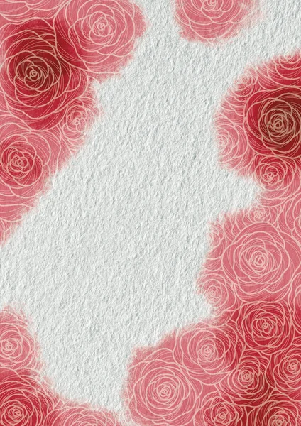 Rose Flower Doodle Red Watercolor Frame Illustration Decoration Valentine Wedding — Stock Photo, Image