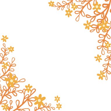 Abstract brunch of leaves and flower flat design illustration for decoration on Autumn seasonal and romance concept.