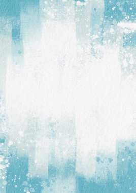 Kışın, okyanusta, suda ve kıyı yaşamında süsleme için kağıt zemin üzerinde su açık mavi kuru fırça.