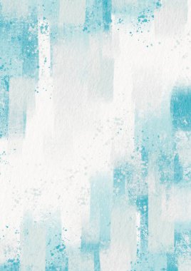 Kışın, okyanusta, suda ve kıyı yaşamında süsleme için kağıt zemin üzerinde su açık mavi kuru fırça.