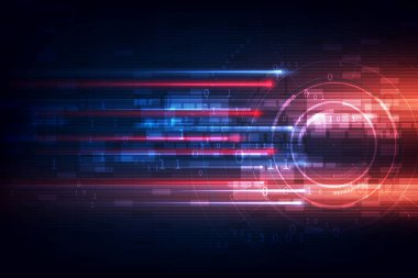 Yüksek hız. Yüksek teknoloji. Soyut teknoloji arkaplan kavramı. Koyu mavi arkaplan üzerinde hareket deseni ve hareket bulanıklığı.