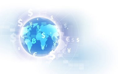 Para transferi. Küresel para birimi. Borsa 'da. Hisse vektör illüstrasyonu.eps10