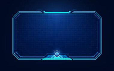 HUD, UI, GUI fütüristik kullanıcı arayüzü ekran elemanları. Video oyunu için yüksek teknoloji ekran. Bilim kurgu konsept tasarımı. 