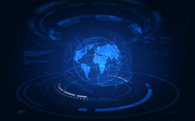 İnternet işi için iletişim teknolojisi. Dünya üzerindeki küresel ağ ve telekomünikasyon kripto para birimi ve engelleme zinciri ve IoT.