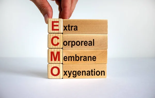 Концептуальні Слова Ecmo Extra Corporeal Membrane Oxygenation Кубиках Блоках Красивому — стокове фото