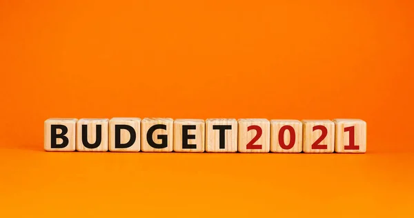 Obchodní Koncepce Plánování Roku2021 Dřevěné Bloky Nápisem Rozpočet2021 Krásné Oranžové — Stock fotografie