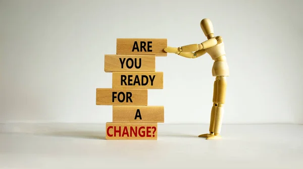 Ready Change Symbol Wooden Blocks Stack Wooden Blocks Text You — Stock Photo, Image