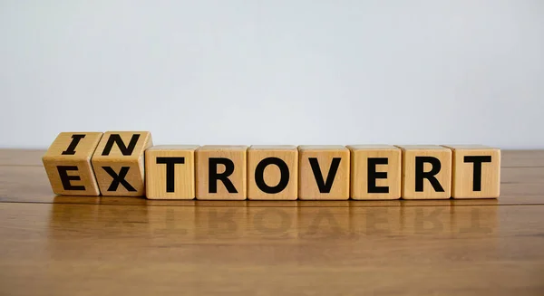 Introvert Extrovert Symbol Fliped Cubes Changed Word Introvert Extrovert Beautiful — Stock fotografie