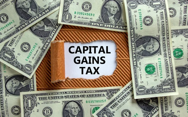 Capital Ganha Símbolo Fiscal Texto Imposto Sobre Ganhos Capital Aparece — Fotografia de Stock