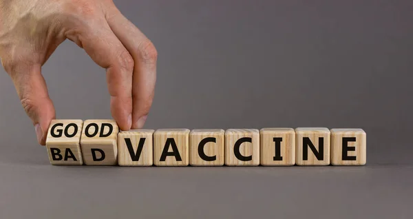 Bon Mauvais Vaccin Symbole Médecin Transforme Les Cubes Bois Change — Photo