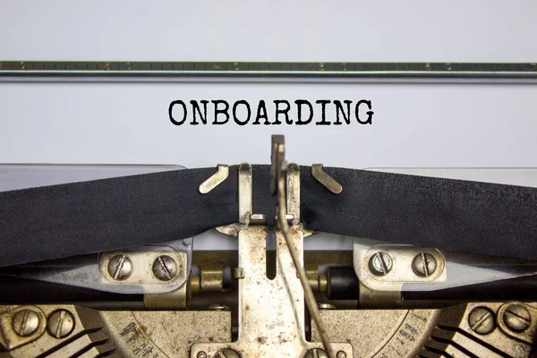 Instapsymbool Het Woord Onboarding Typte Retro Typemachine Business Onboarding Stap — Stockfoto