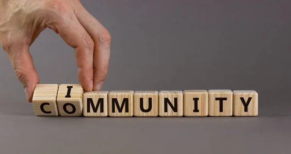 Simbolo Comunitario Dell Immunità Dottore Trasforma Cubi Cambia Parola Comunità — Foto Stock