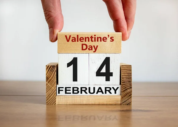 Февраля День Святого Валентина Символ Деревянный Блок Словами День Святого — стоковое фото