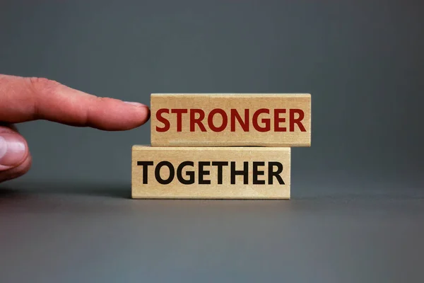Stronger Together Symbol Concept Words Stronger Together Wooden Blocks Beautiful — Stock Photo, Image