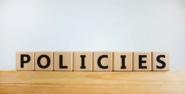 Simbolo Delle Politiche Concetto Parola Politiche Cubi Legno Bellissimo Sfondo — Foto Stock