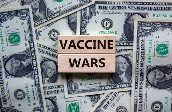 Covid Vaccin Krig Symbol Begreppet Vaccin Krig Block Vacker Bakgrund — Stockfoto