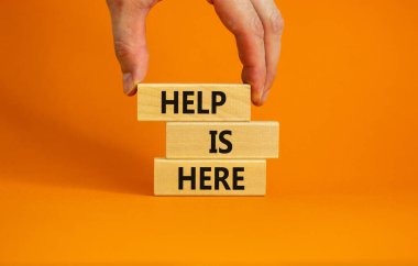 Yardım burada bir sembol. Güzel turuncu arka planda 