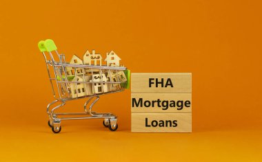 FHA ipotek kredileri sembolü. Güzel turuncu arka planda 