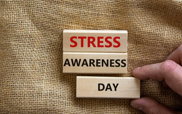 Stress Awareness Day Symbol Wooden Blocks Words Stress Awareness Day — Stock Photo, Image