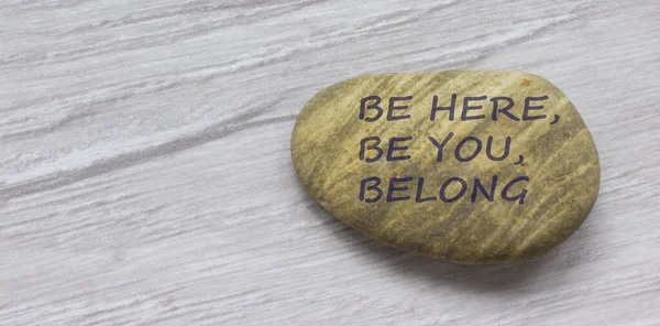 Here You Belong Symbol Beautiful Stone Words Here You Belong — Stock Photo, Image