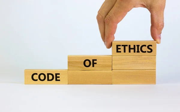 Símbolo Código Ética Concepto Palabras Código Ética Bloques Madera Sobre — Foto de Stock