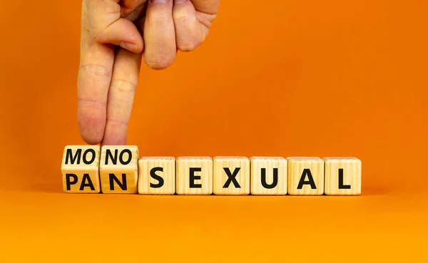 Monosexual Pansexual Symbol Doctor Turns Wooden Cubes Changes Word Monosexual — Stock Photo, Image