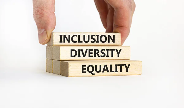 Diversidad Inclusión Símbolo Pertenencia Bloques Madera Con Palabras Diversidad Inclusión —  Fotos de Stock