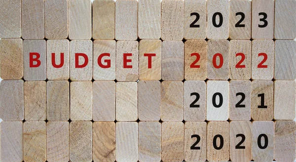 Obchodní Koncepce Rozpočtového Plánování2022 Dřevěné Kostky Nápisem Rozpočet2022 Čísly2020 2021 — Stock fotografie