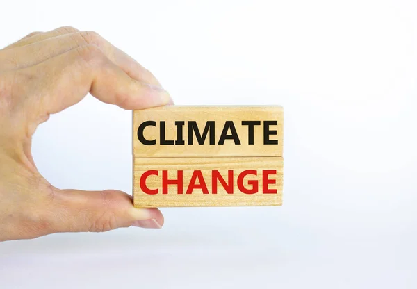 Klim Değişikliği Sembolü Güzel Beyaz Arka Planda Iklim Değişikliği Yazan — Stok fotoğraf