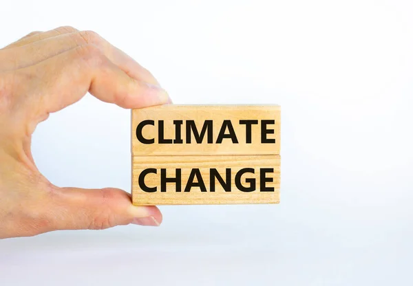 Climate Change Symbol Wooden Blocks Words Climate Change Beautiful White — Stock Photo, Image