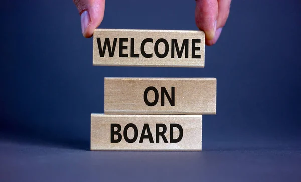 Welcome Board Symbol Wooden Blocks Words Welcome Board Beautiful Grey — Stock Photo, Image