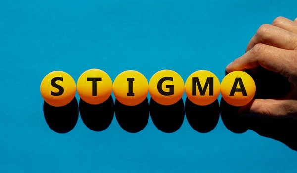 Medical Stigma Symbol Concept Word Stigma Orange Table Tennis Balls — Stock fotografie