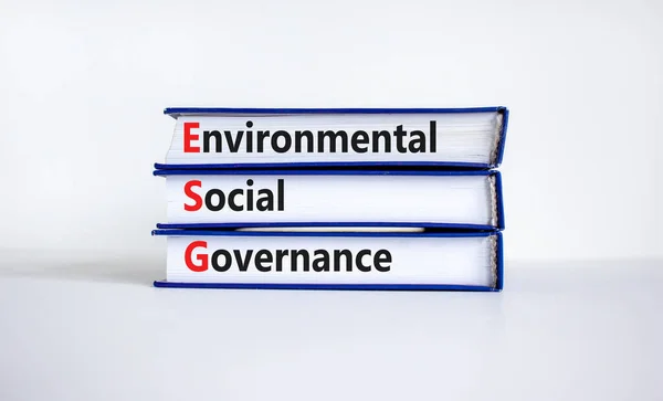 Esg Environmental Social Governance Symbol Books Words Esg Environmental Social — Stock Photo, Image