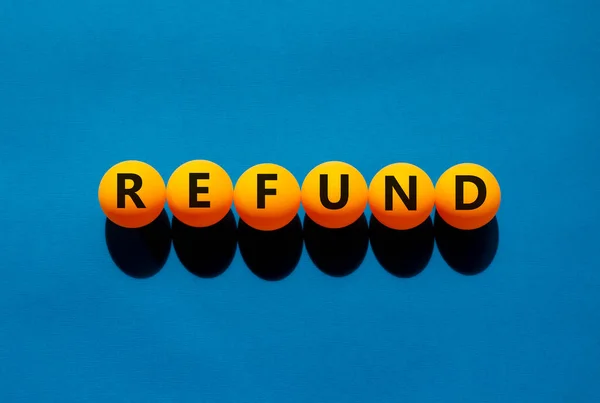 Επιστροφή Χρημάτων Και Σύμβολο Μπόνους Έννοια Λέξη Επιστροφή Πορτοκαλί Μπάλες — Φωτογραφία Αρχείου