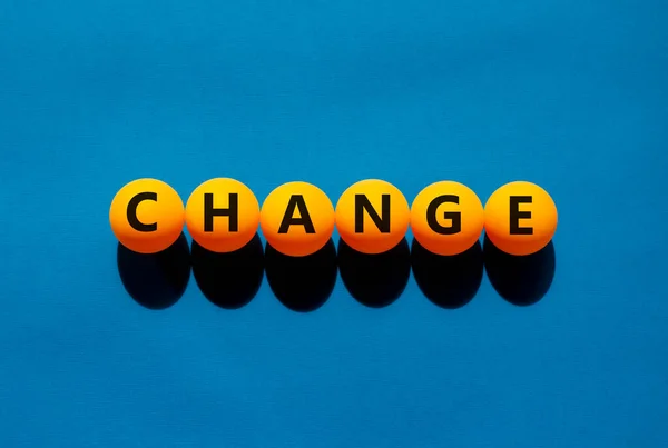 Mudança Símbolo Negócios Palavra Conceitual Change Bolas Tênis Mesa Laranja — Fotografia de Stock