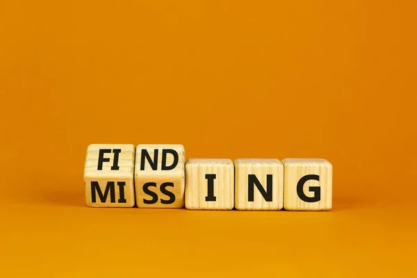 Finding Missing Symbol Turned Wooden Cubes Changed Word Missing Finding — Stock Photo, Image