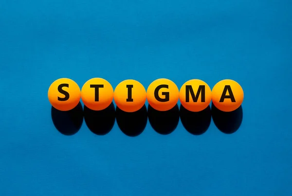 Lékařský Stigmatický Symbol Koncept Slovo Stigma Oranžové Stolní Tenisové Míčky — Stock fotografie
