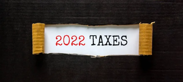 2022 Taxes New Year Symbol Words 2022 Taxes Appearing Torn — Stock Fotó